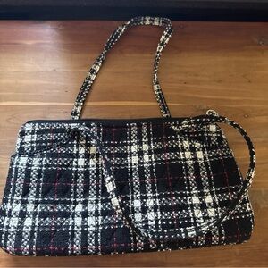 Vera Bradley Limited Edition Canteen Tweed Satchel 13x7x4 Black Plaid